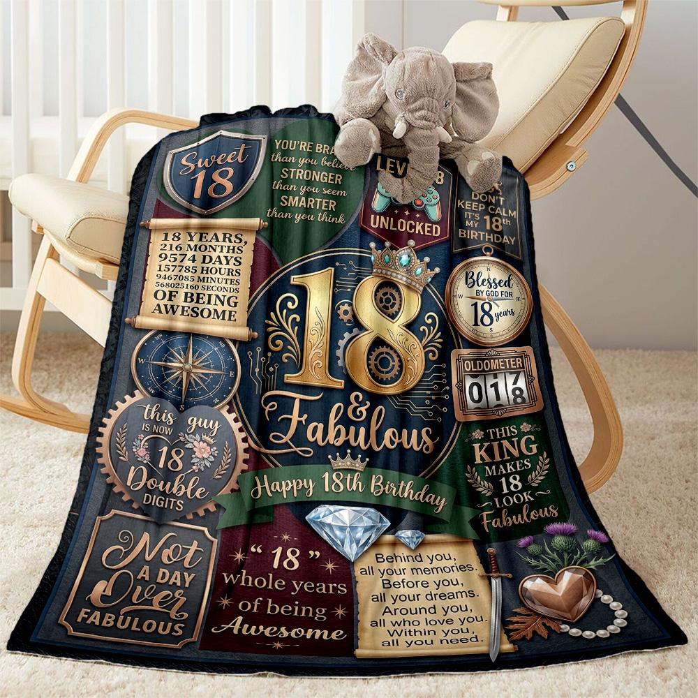 Süße 18. Geburtstags-Flaneldecke - Weich und geeignet für Sofas, Betten, Büros, Reisen, alle Jahreszeiten, tolles Geschenk für Feiertage und Geburtstage.
