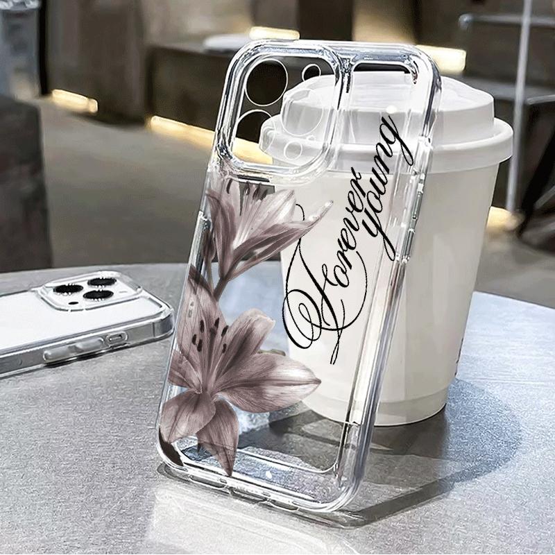 Vintage Lily Floral Phone Case For iPhone 17 16 15 14 13 12 11 Pro Max Mini XR XS SE 7 8 Plus 17E Transparent Cover