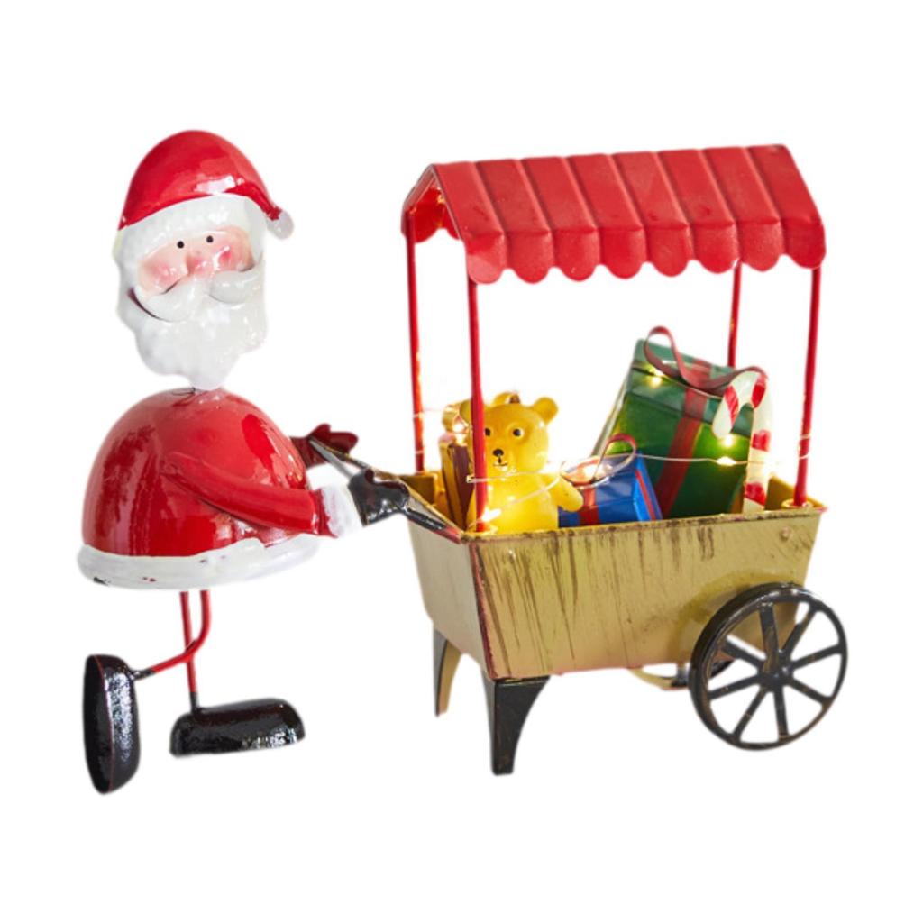Desktop Ornament Xmas Character Pushing The Cart Figurine for New Year Decor