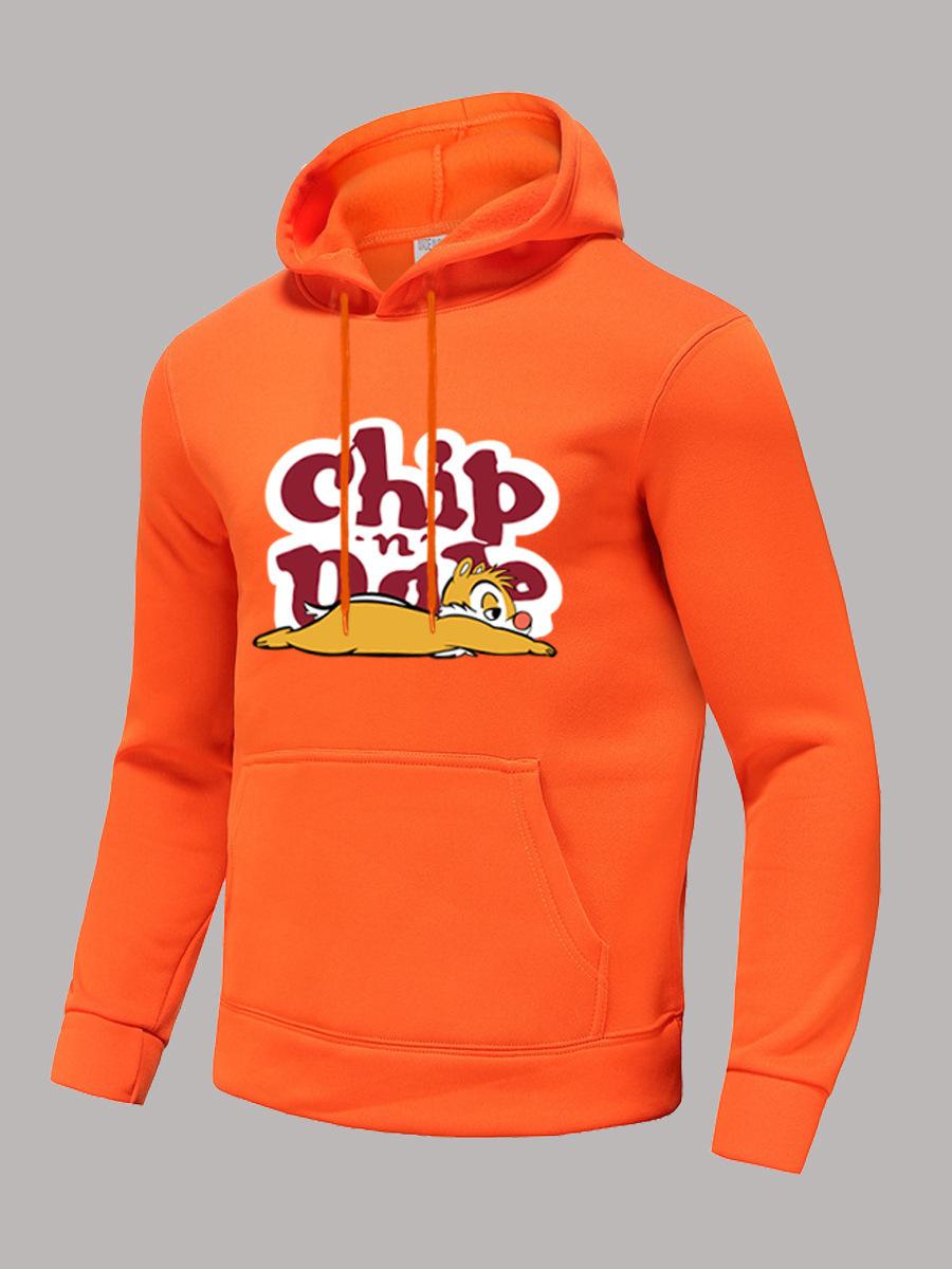 Hooded sweater autumn and winter outer CHIP letter print hooded casual sweater XXL оранжевый