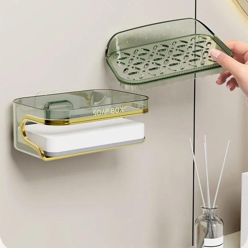 Selbstklebender eleganter Seifenhalter: Kein Bohren, Keine Wasseransammlung. Ideal für Wandmontage - Küchen- und Badezimmer-Organizat