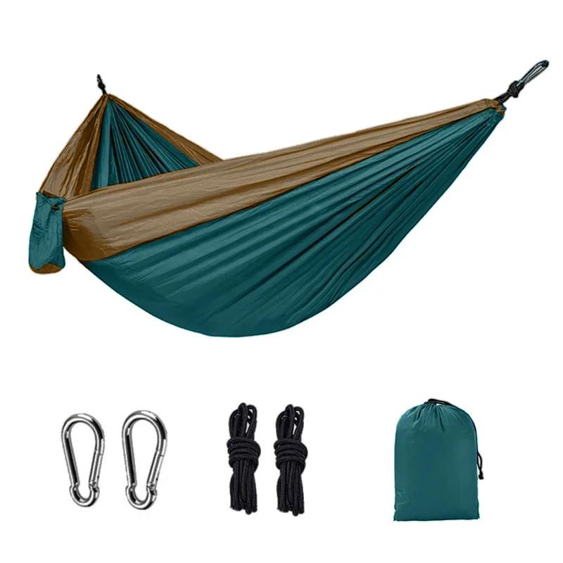 New Single Person Portable Outdoor Camping Hammock With Nylon Color Matching Hammock High Strength Parachute Fabric Hanging Bed