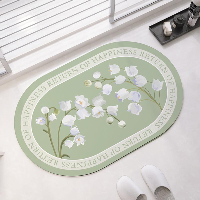 

Современная простая ванная комната, впитывающий диатомовый коврик для грязи, нескользящий коврик для двери туалета, ковер для раковины с изображением ландыша 40*60cm