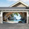 2D Planar Printed Garage Door Beach Cave Fabric Label - A Striking Fabric Decoration Item