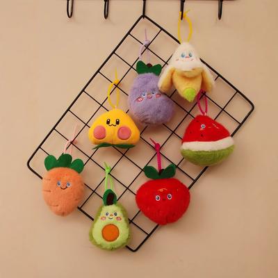 Cute Fruit Plush Pendant Eggplant Watermelon Keychain Bag Hanging Decoration Mini Banana Vegetable Children'S Small Doll