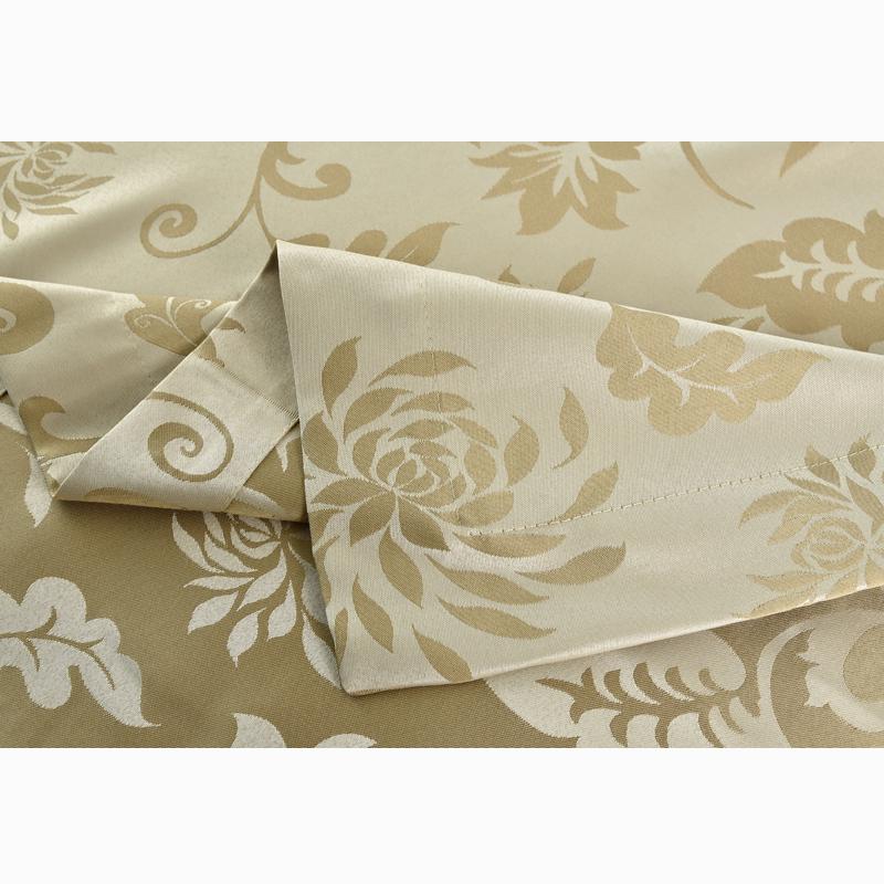 European Style Gold Floral Polyester Curtains for Living/Bedroom, 1.7x2.2m, Various Sizes, Rod Pocket or Hook