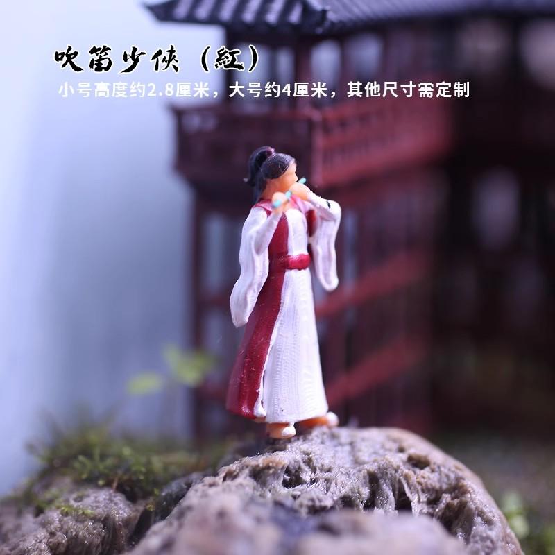 Qiaolin 3D-Druck Antikes Modell Miniaturlandschaft Li Bai Regenschirm Weibliche Bootsfrau Sandtisch Mini Resin Sandtisch Figuren