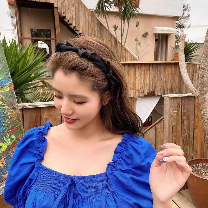 Sweet Satin Knot Hairbands for Women Candy Colors Handmade Bow Hair Hoop Korean Girl Ins Hair Accessories