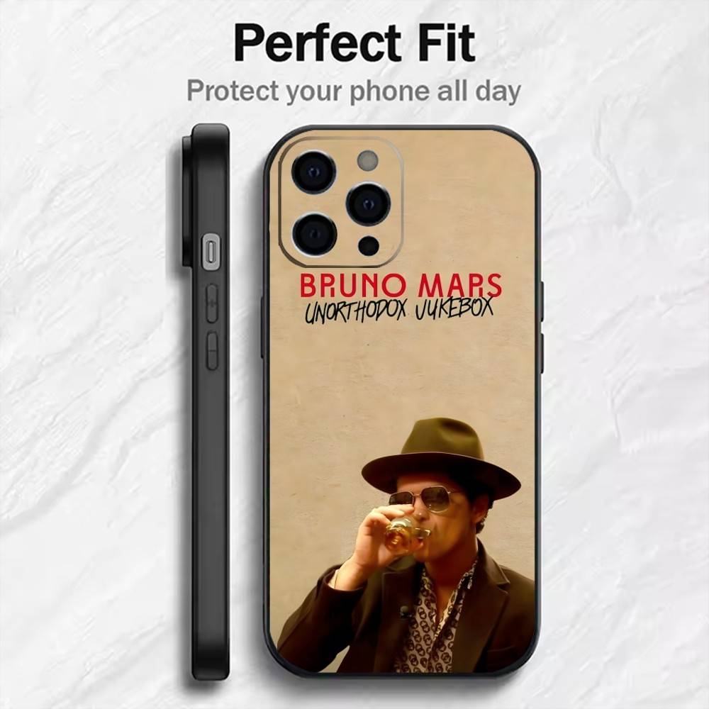 Star B-Bruno M-Mars Printed  Phone Case For iPhone17,16,15,14,13,12 Plus,Max Soft Silicone Black Cover