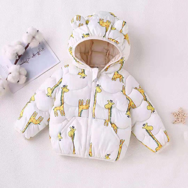 2025 Autumn/Winter Cartoon Style Kids' Down Cotton Jacket - Unisex Lightweight Baby Outerwear