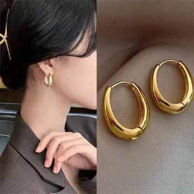Retro Metal Gold Color Hoop Earrings for Women Korean Jewelry Fashion Wedding Party Earrings Jewelry Gift
