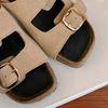 Vintage Platform Suede Sandals For Women Soft Cork Footbed Summer Slides With Adjustable Sandalias Femininas SandáLia Feminina