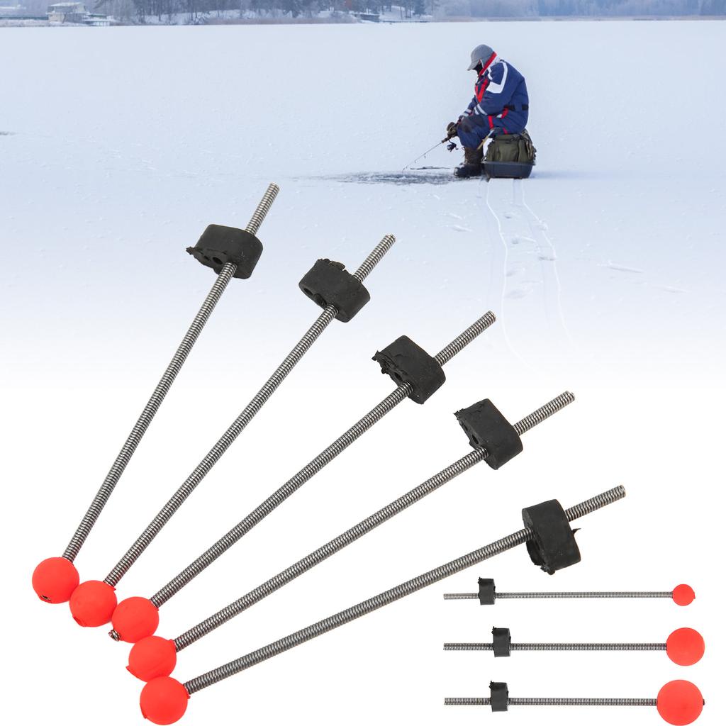 5PCS Mini Winter Ice Fishing Rod Top Tip Portable Outdoor Fishing Rod Red Ball Spring Tips