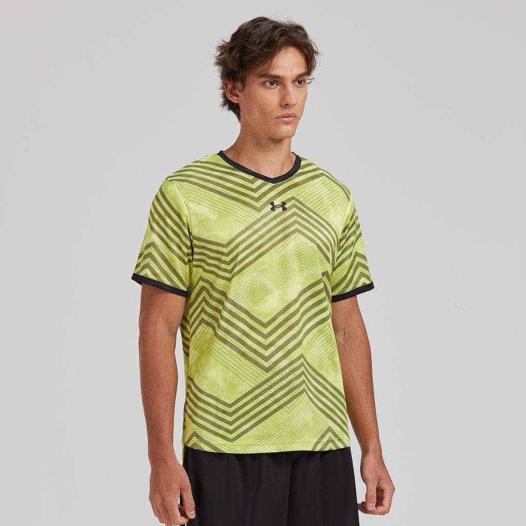 Under Armour Dopamine Stripe Print Running Fitness Breathable Short Sleeve T-Shirt Unisex Tops Yellow 23500503-790