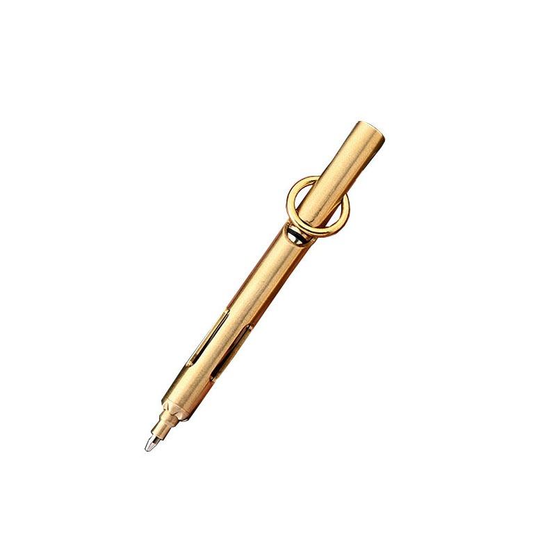 Cylindrical Bolt Ballpoint Pen Outdoors EDC Brass Writing Tools Mini Keychain Business Signature Stationery Gift Pen EDC Gift