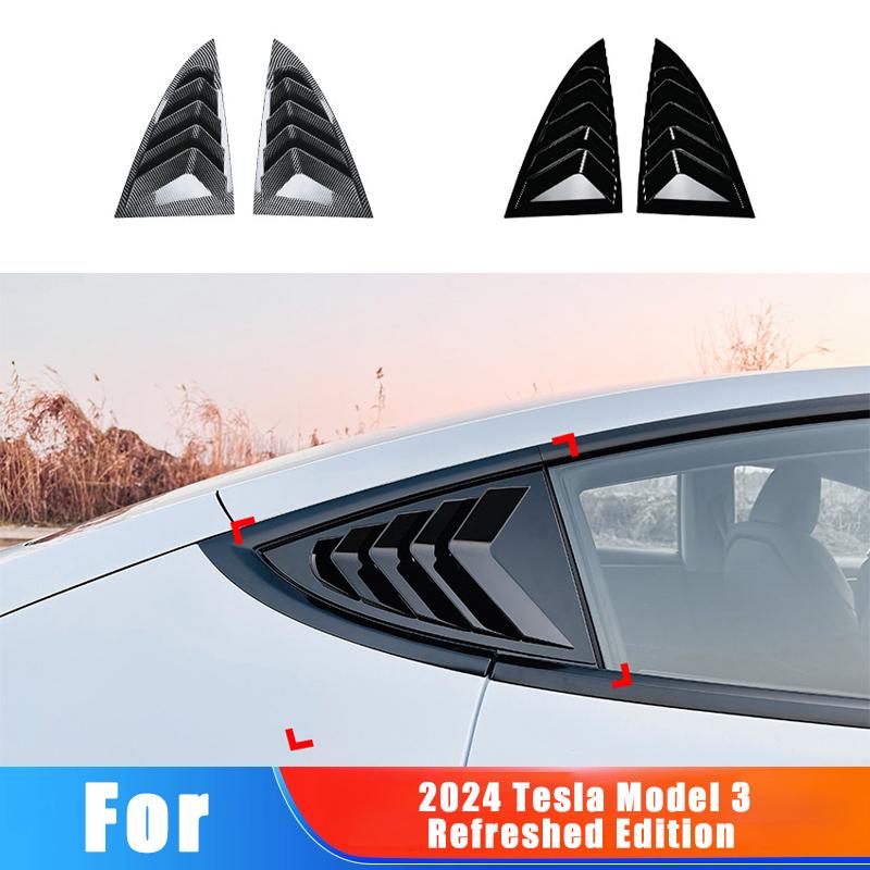 For 2024 Tesla Model 3 Refreshed Edition Rear Car Window Shutter Spoiler Car Stickers Decoration Modification Accessories