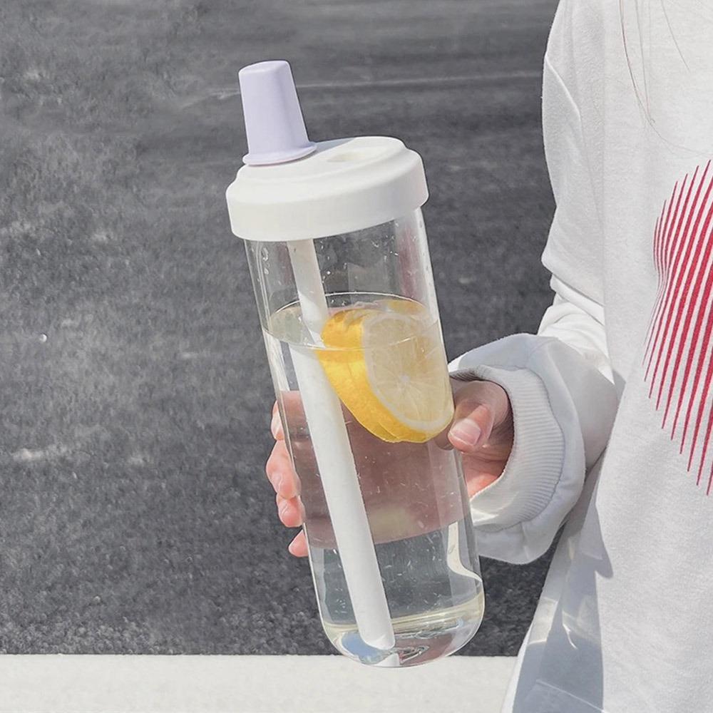 Drinkware Plastic Straw Cup Transparent Straigh Drinking Water Bottle Large Capacity Water Cup Bubble Tea Coffee