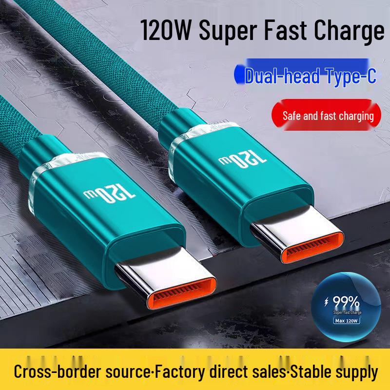Jingyao 120W Dual Type-C Fast Charging Cable for Apple 15 & Huawei Honor 6A Flash Charging