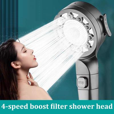 4-speed Upgraded Multi-function Boost Filter Shower Head Bathroom Accessories One-button Switch Shower