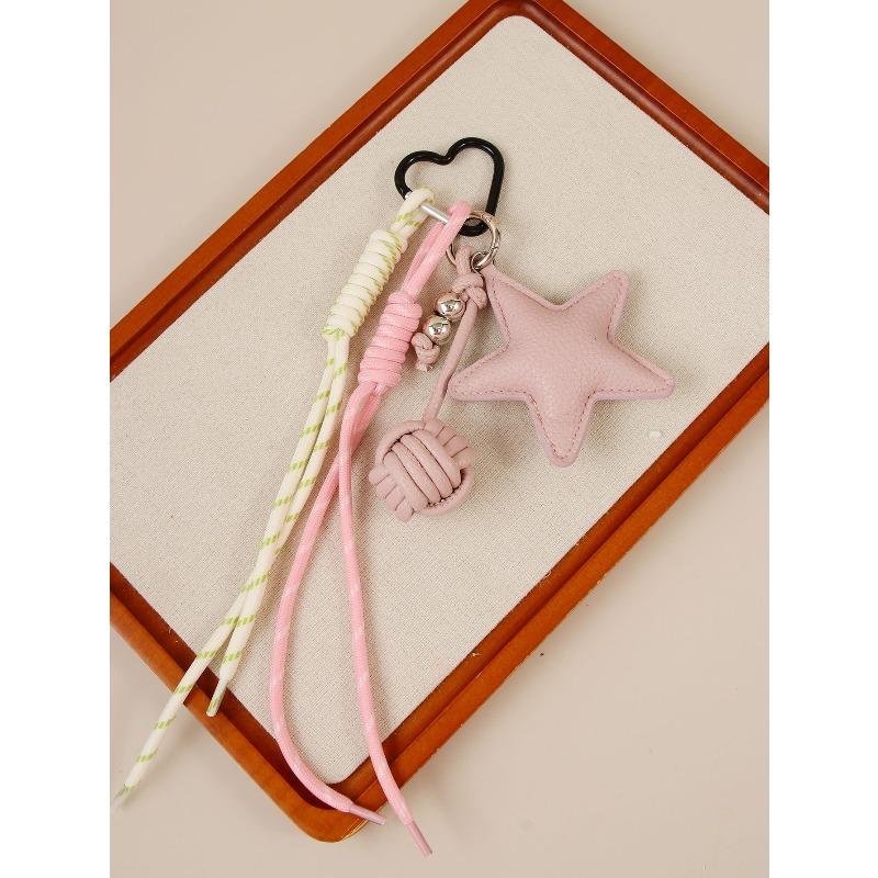Original leather star Medra premium handmade rope knot keychain pendant pentagram bag pendant