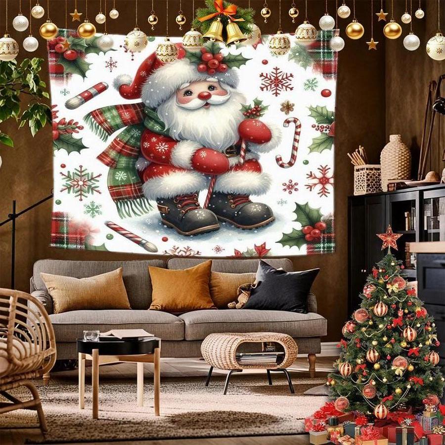 Santa Claus Christmas Tapestry Background Cloth Hanging Cloth Bedroom Bedside Decorative Wall Cloth Rental Dormitory Tapestry