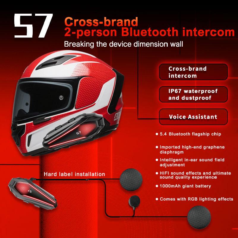 S7 Bluetooth Helmet Headset: High-Quality Sound, Waterproof, Freeze-Proof, Noise-Cancelling, Ideal for Team Riding.