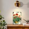 2D Flat, 1 Hand-Painted Iron Wall Decor - Vibrant Red Geraniums and Green Vines in a Rustic Tin Pot, 20x30cm/8x12in