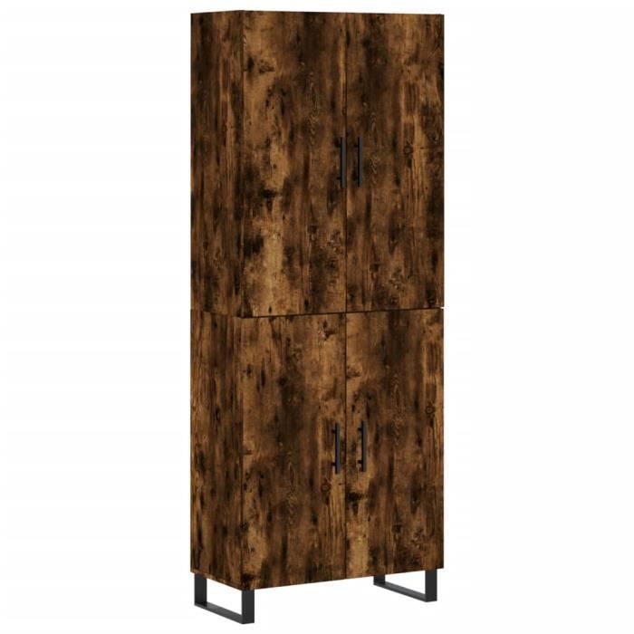 VidaXL Buffet haut Chêne fumé 69,5x34x180 cm Bois d'ingénierie 3195704