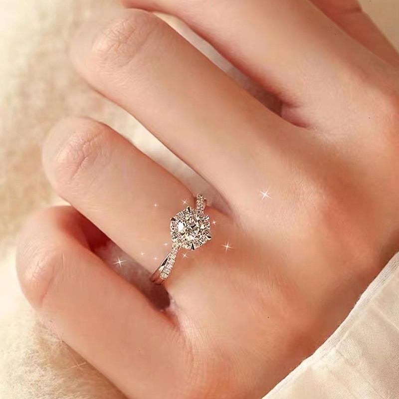 Sterling  Wedding Trend Women Rings Brilliant Cubic Zirconia Temperament Elegant Lady Rings Engagement Band Jewelry