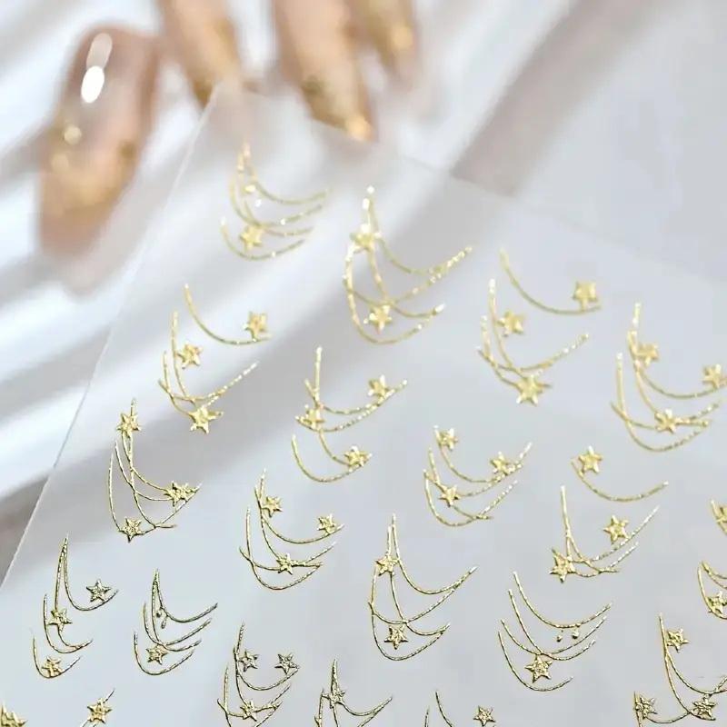 Star Necklace Curved Line Arc Hot Stamping Retro 5D Nail Art Stickers Decoration Adhesive Manicure Decals DIY