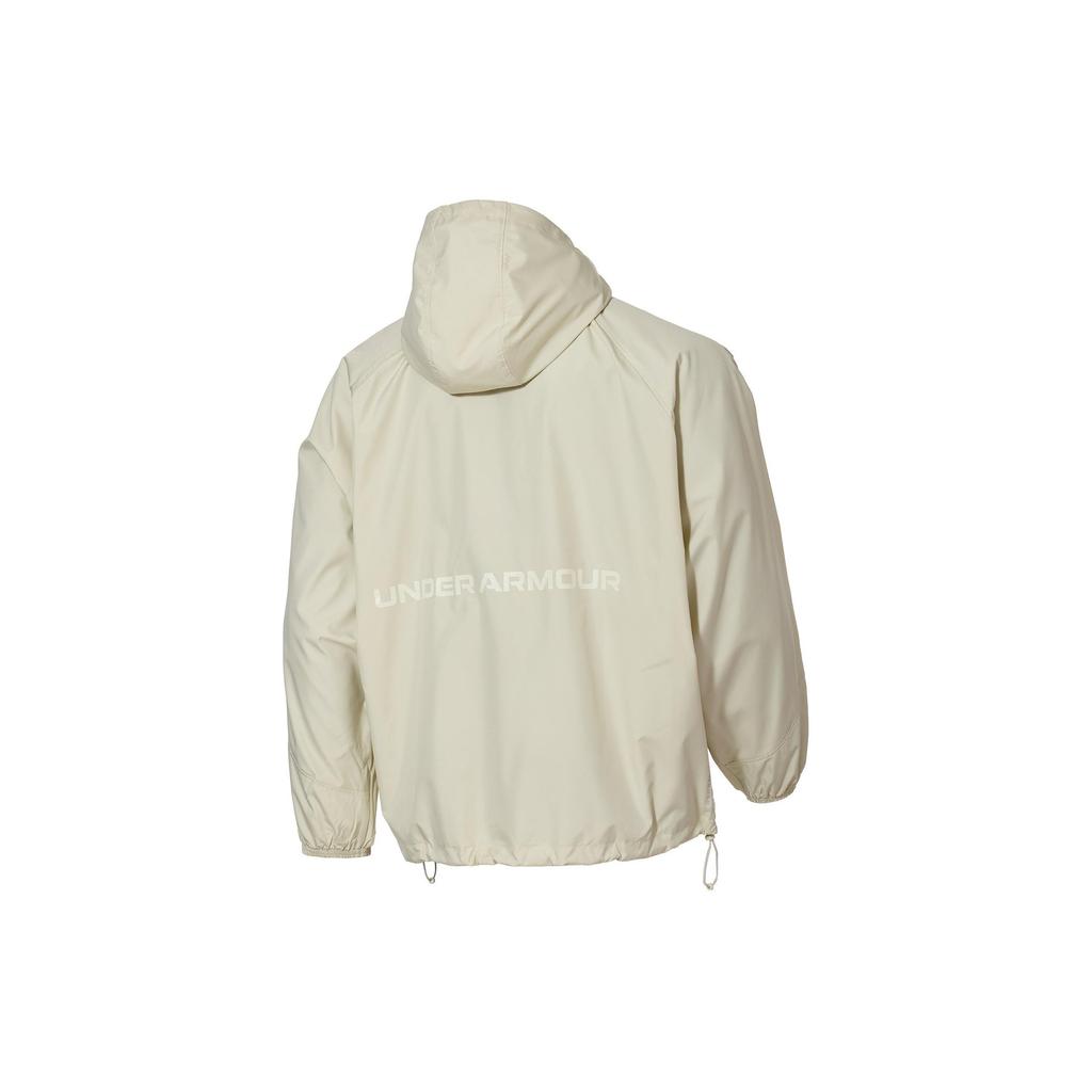 Under Armour Solid Color Casual Woven Hooded Long Sleeve Jacket Men jackets Off-White 1382896-273