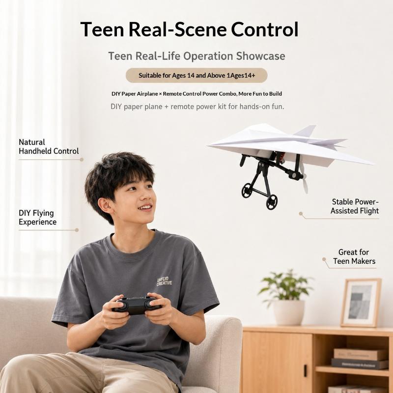 Remote Control Paper Airplane Kit With Gyro Stabilizer Diy Electric Rc Plane Power Module Paper Aircraft Transmitter Component