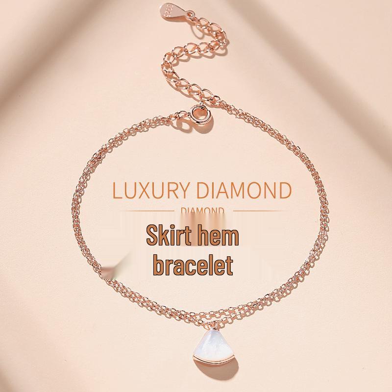 

S925 Silver Skirt Bracelet for Women: Korean Style, Simple, and Unique - Perfect Birthday Gift for Friends and Students. 925 Silver платиновий