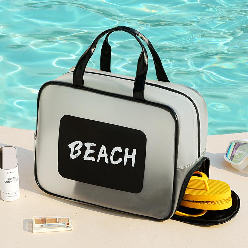 Transparent Waterproof Toiletry Bag - Large Capacity for Men, Wet/Dry Separation, Swimsuit Storage, Portable Travel Organizer