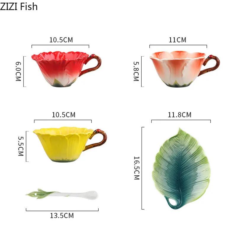 Creative Flower Mug European Couple Afternoon Tea Coffee Cup Saucer Set Home Office Ceramic Tea Cup Drinking Set Wedding Gift