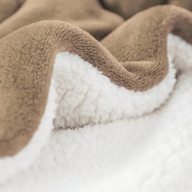 Double-Layer Lamb Fleece Cotton Blanket - Thick, Soft, and Comfortable with Customizable Logo for Office or Car Use.