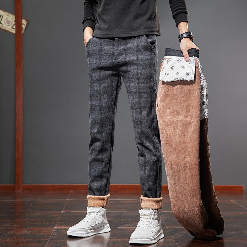 

Men s Mid-waist Comfortable Straight Casual Pants Elastic Slim Pants 38 сірий