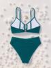 Solid Ruched High Waist Sexy Bikini Set Elegant Slimming Two Piece Swimwear