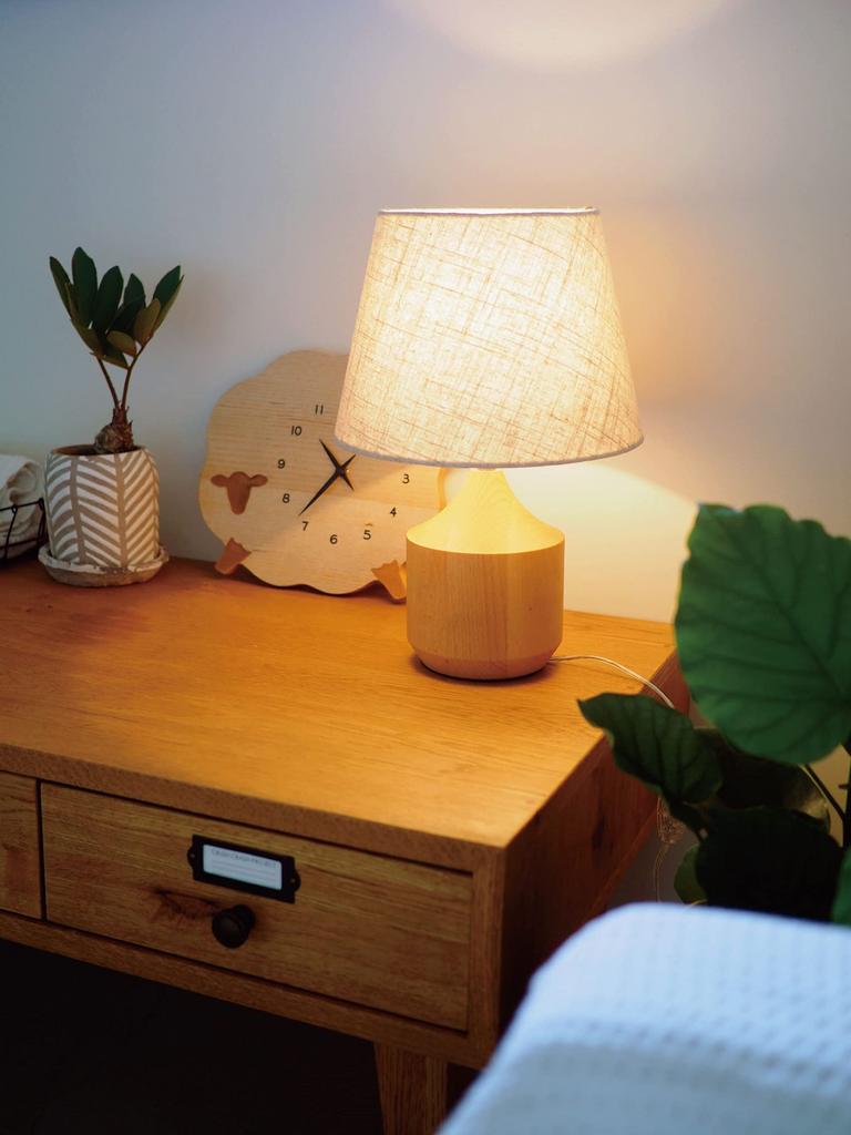 Interform LT-3832 Torsa Table Light (Bulb Not Included, Sold Separately) Wood, Nordic, Natural Fabric