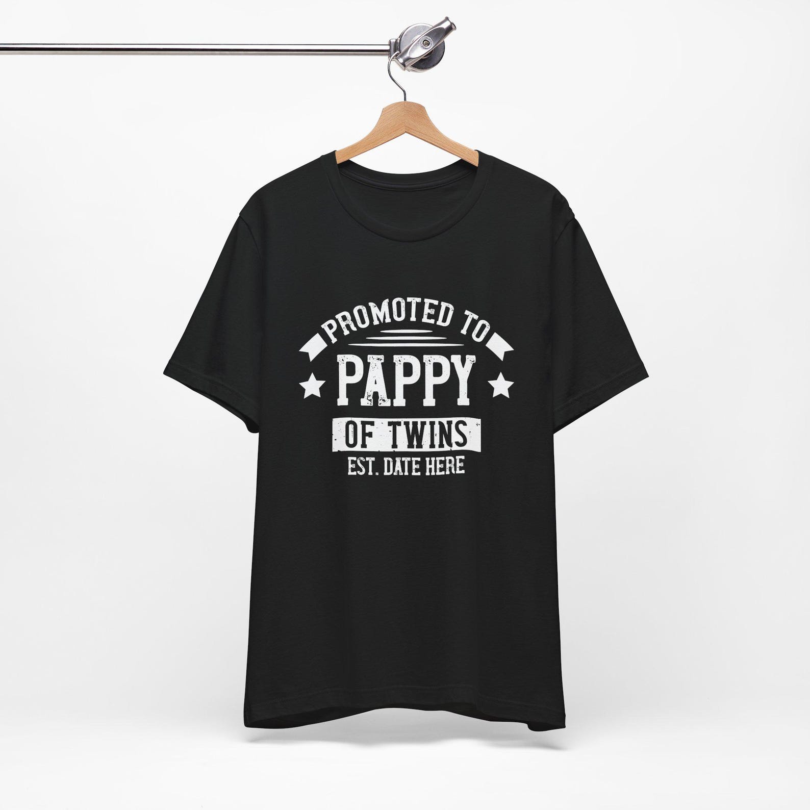 Personalized Promoted To Pappy Of Twins Unisex Tee Shirt, Gift for Grandfather, Pappy Of Twins ,Baby Shower Twins , Pregnancy Announcement 2XL