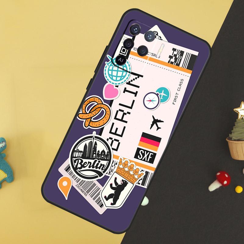 Travel Boarding Pass Tokyo Case For Oppo A58 A78 A98 A18 A38 A74 A94 A54 A15 A17 A57 A6 A5 Pro A16 A76 A96 A40 A60 A80
