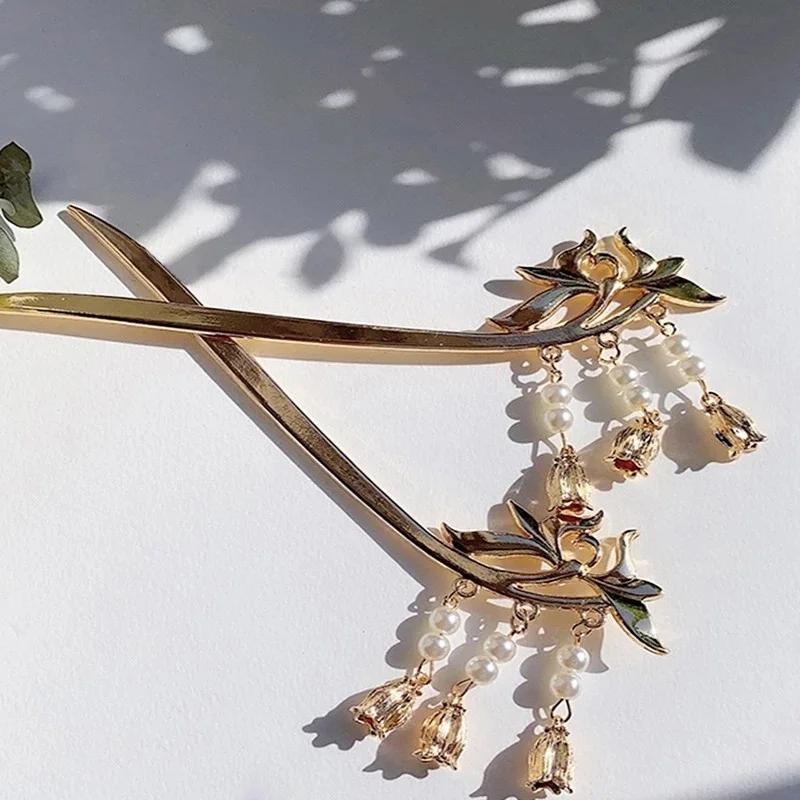 Elegantní Starověký Styl  Špičková Slitina Hanfu  Střapec  Krok Šperk  Denní Vlasová Spona Starověký Kostým Pokrývka Hlavy  Doplňky Drdol