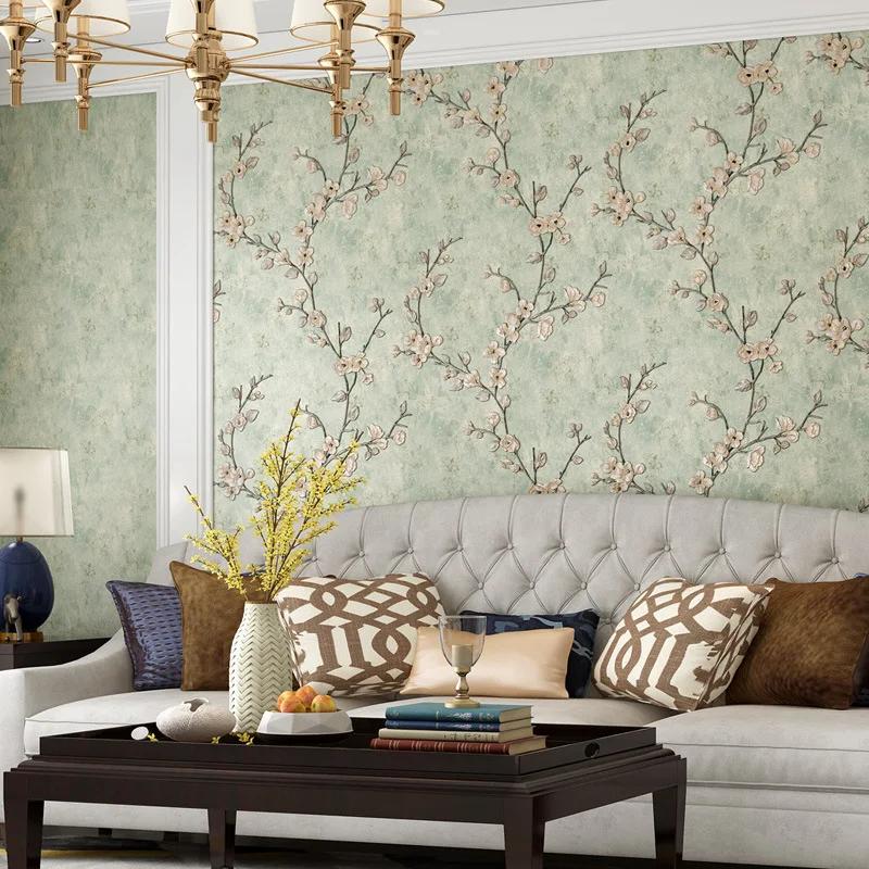 Retro Plum Blossom AB with Self Adhesive Wallpapers  Bedroom Living Room Restaurant Home Decoration Wallpaper Self Adhesive