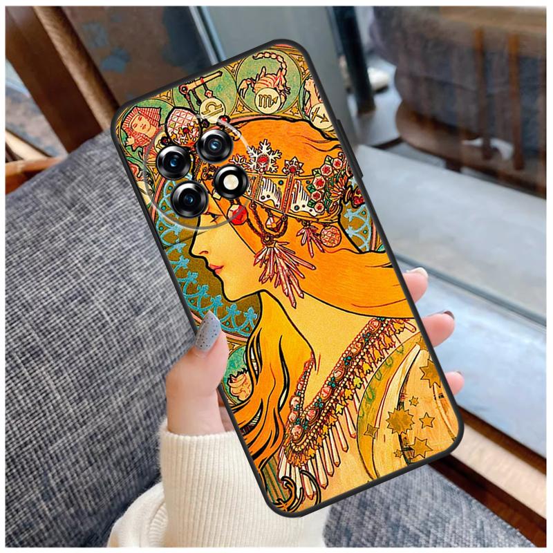 

Vintage Alphonse Mucha Art Case For OnePlus 13R 13T 12R 10R 10T 15 13 12 11 10 9 Pro Nord 5 CE 2 3 4 Lite N20 N30 Coque OnePlus 10T
