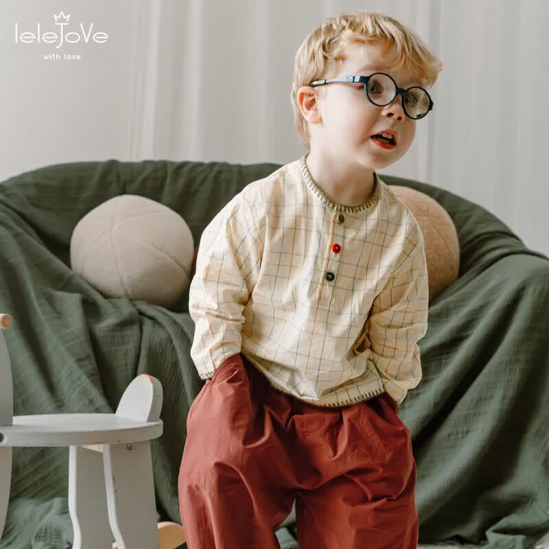 LELE JOVE Kids  Nordic Plaid Long-Sleeve Shirt 100
