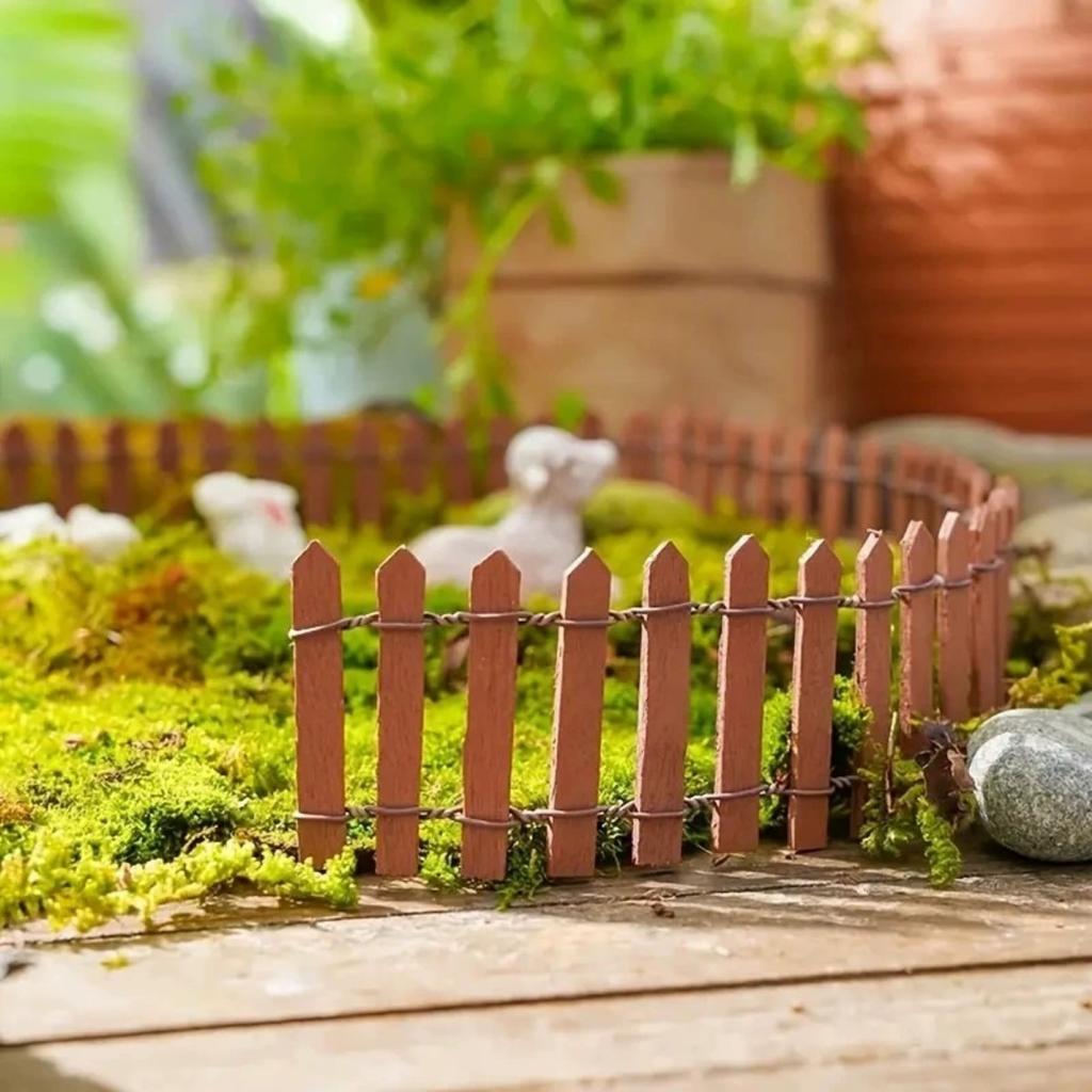 Miniaturní vílí zahradní plot Doplňky do zahrady víla Venkovní dřevěný laťkový plot DIY dekorace do květináče DIY dekorace dřevěný laťkový plot Domeček pro panenky
