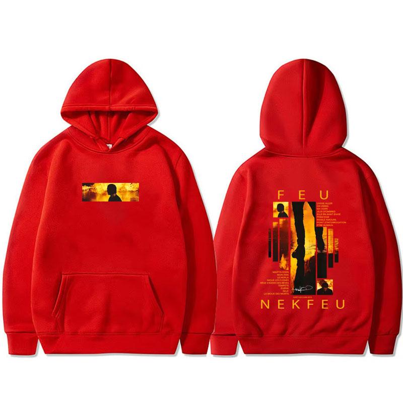 French Rapper Nekfeu Feu Graphic Hoodie Men Women Hip Hop Fashion Pop Music Pullover Man Casual Vintage Fleece Hooded Sweatshirt