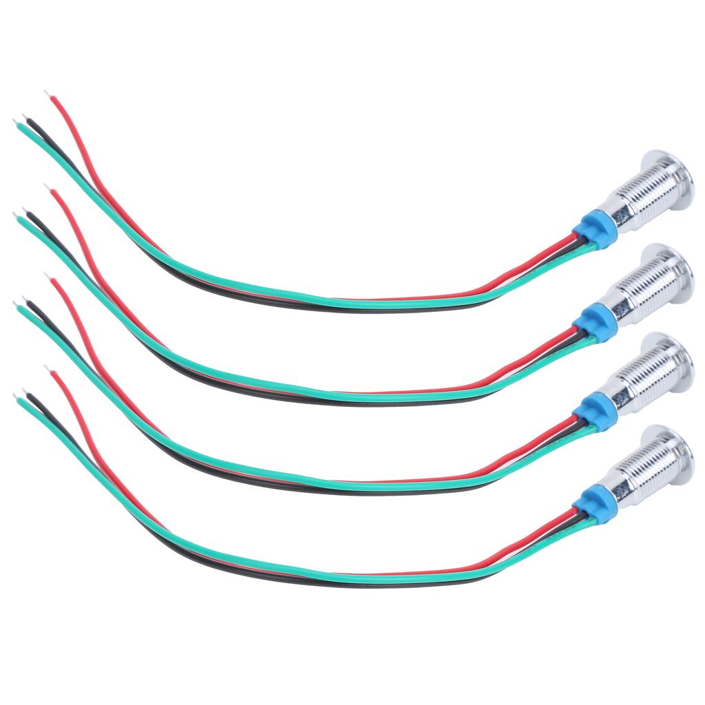 4 Sets PreWired Round LEDs Waterproof 2Color Signal Light Common Anode 8mm 36V(Red and Green )
