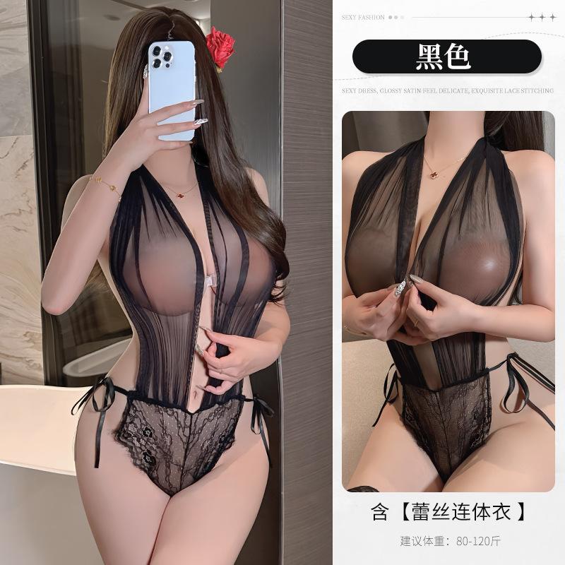 Sexy Hazy Sexy Sex Mesh Hot Bed Lace Robe Underwear Women's Pure Desire Wind Passion Nightdress Perspective