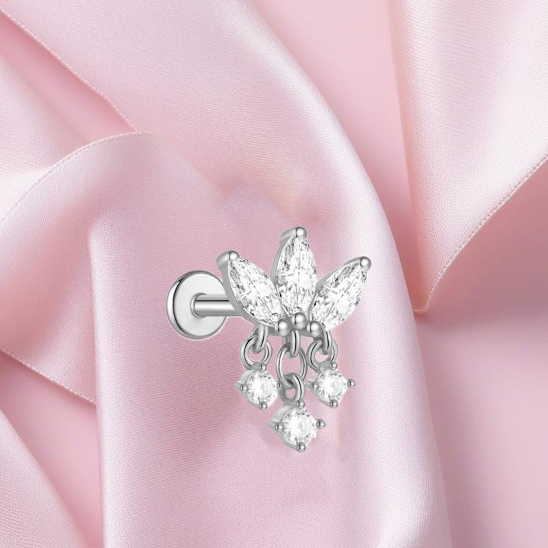 High-End Titanium F136 Internal Thread Cartilage Stud Earring - European & American Trendy Fashion